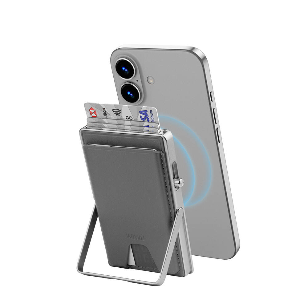 Wiwu MW-006 Tasarımlı 6 Hazneli PU Magnetik Standlı Kartlık - 8