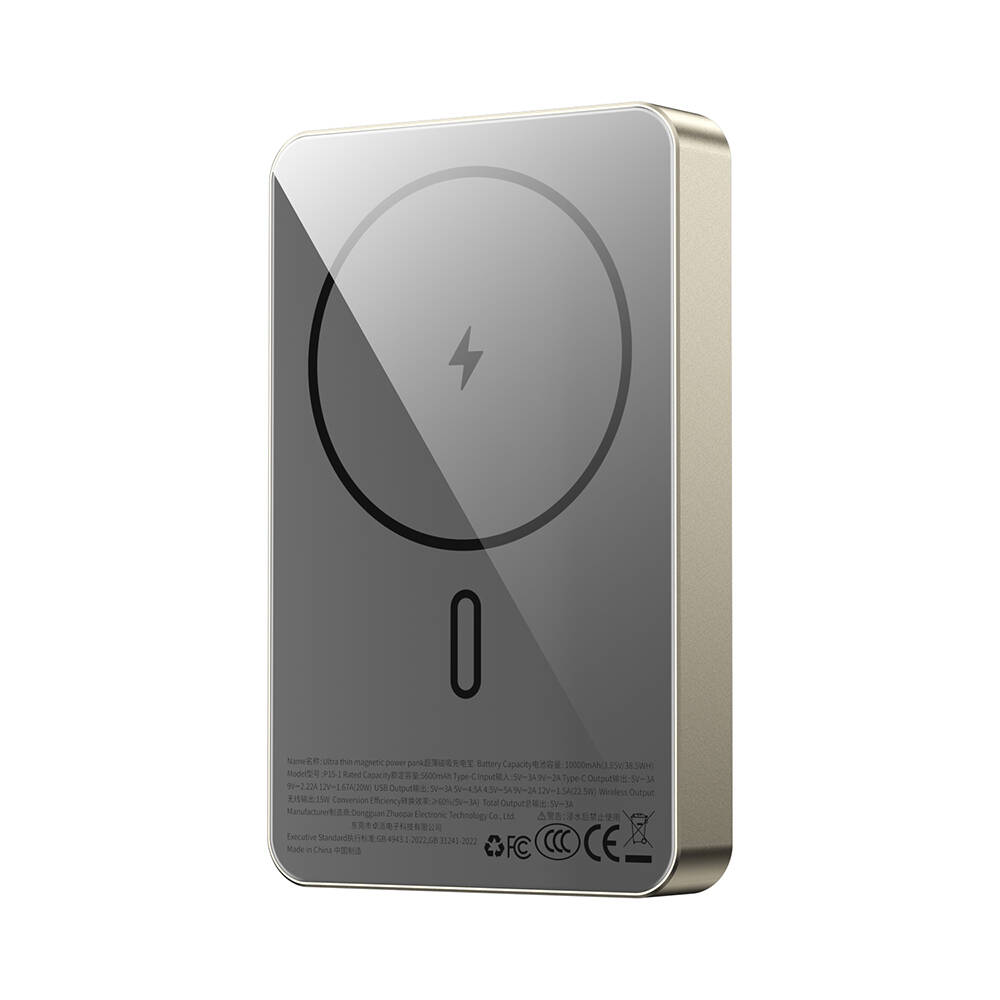 Wiwu P15-1 LED Işık Göstergeli Ultra İnce PD 20W Kablosuz Powerbank 10000mAh 15W - 12