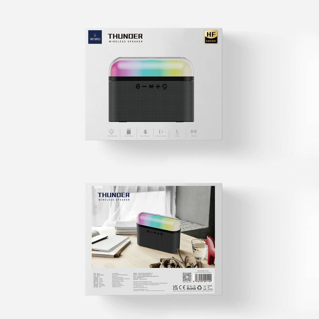 Wiwu P60 RGB Led Işıklı Thunder Wireless Bluetooth Speaker Hoparlör - 4