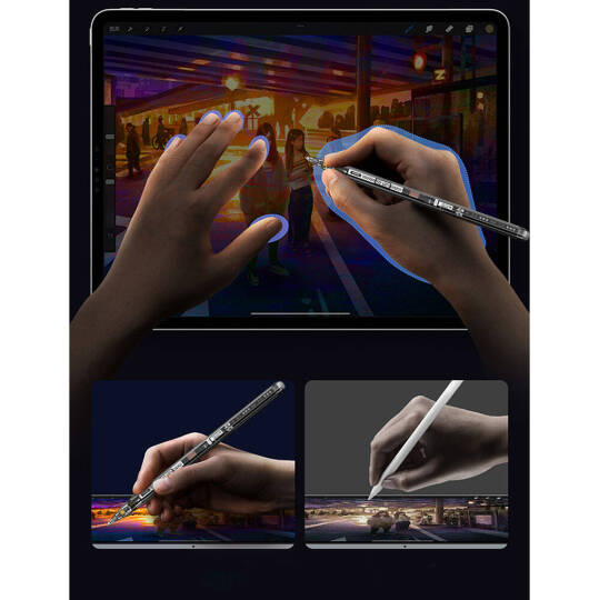 Wiwu Pencil W Pro Dijital Led Göstergeli Palm-Rejection Şeffaf Görünüm Tasarımlı Dokunmatik Çizim Kalemi - 7