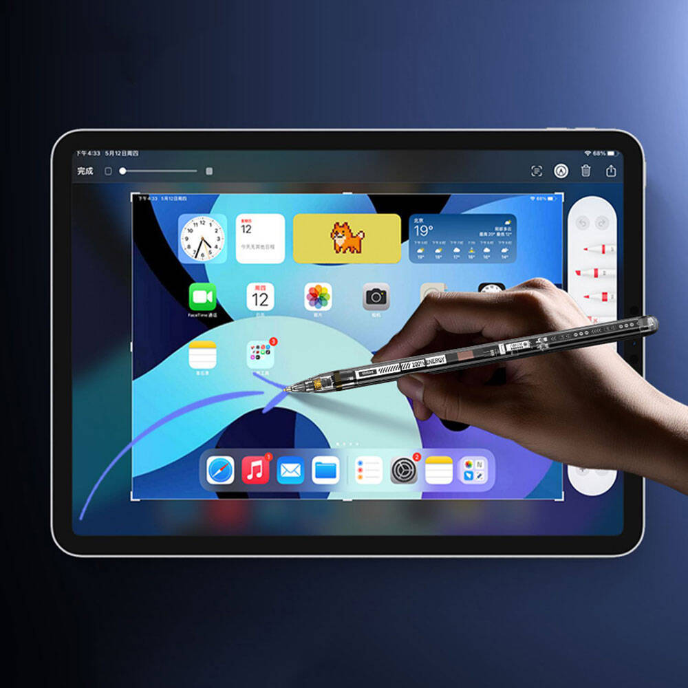Wiwu Pencil W Pro Dijital Led Göstergeli Palm-Rejection Şeffaf Görünüm Tasarımlı Dokunmatik Çizim Kalemi - 10