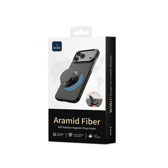 Wiwu Warriors Serisi Aramid Fiber 360 Derece Dönebilen Magnetik Ring Stand Telefon Tutucu - 12
