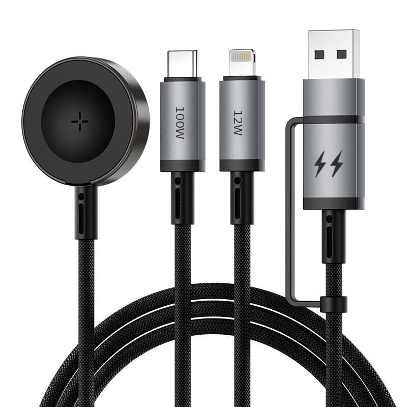 Wiwu Wi-C050 Legend Serisi 3in1 USB-A + Type-C to Lightning – Type-C – Akıllı Saat Şarj Kablosu 100W 1.2M - 2