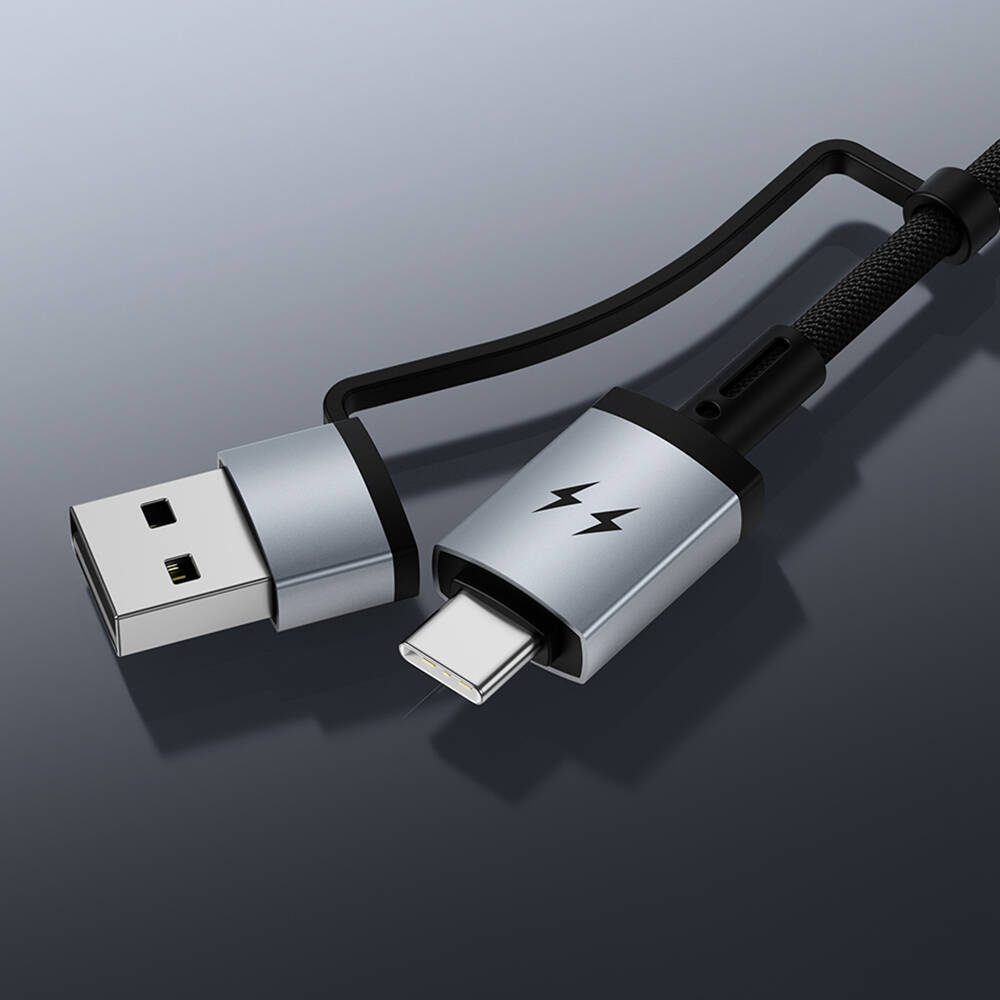 Wiwu Wi-C050 Legend Serisi 3in1 USB-A + Type-C to Lightning – Type-C – Akıllı Saat Şarj Kablosu 100W 1.2M - 6