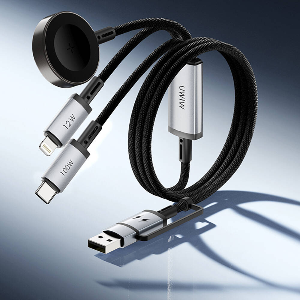 Wiwu Wi-C050 Legend Serisi 3in1 USB-A + Type-C to Lightning – Type-C – Akıllı Saat Şarj Kablosu 100W 1.2M - 8