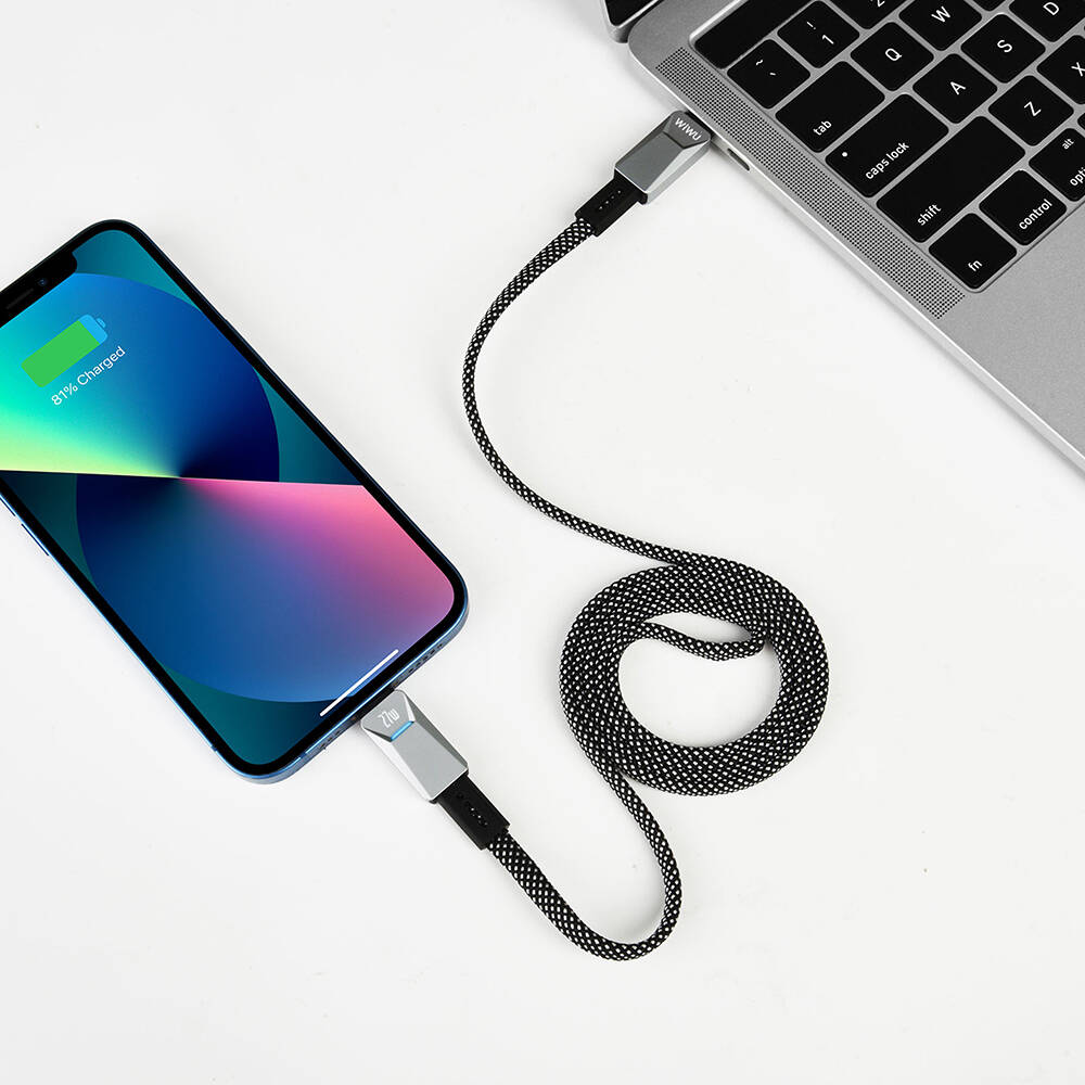Wiwu Wi-C077 Cyberlink Serisi Type-C to Lightning Hızlı Şarj Özellikli Data ve Şarj Kablosu 27W 1M - 6