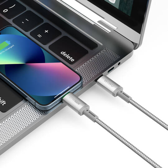 Wiwu Wi-C083 Maglink Serisi Işıklı Magnetik Type-C to Lightning PD Hızlı Şarj Özellikli Data ve Şarj Kablosu 27W 1M - 6