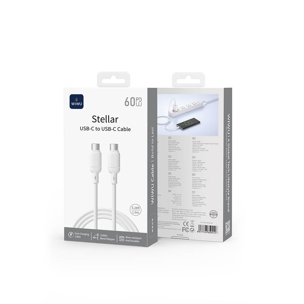Wiwu Wi-C090 Stellar Serisi Type-C to Type-C Hızlı Şarj Özellikli PD Data ve Şarj Kablosu 60W 1M - 5
