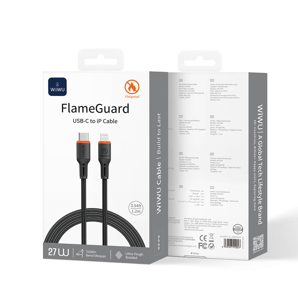 Wiwu Wi-C097 FlameGuard Serisi Type-C to Lightning Data ve Şarj Kablosu 27W 1.2M - 4