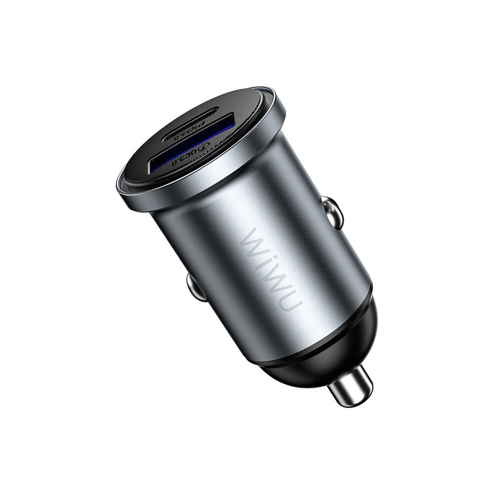 Wiwu Wi-CC030 Nano Lite Serisi Type-C + USB-A Hızlı Şarj Özellikli Akım Korumalı Araç Şarj Aleti PD ve QC3.0 35W - 6