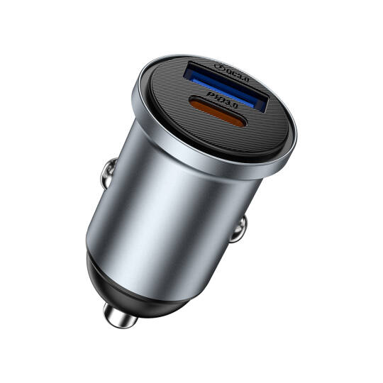 Wiwu Wi-CC030 Nano Lite Serisi Type-C + USB-A Hızlı Şarj Özellikli Akım Korumalı Araç Şarj Aleti PD ve QC3.0 35W - 7
