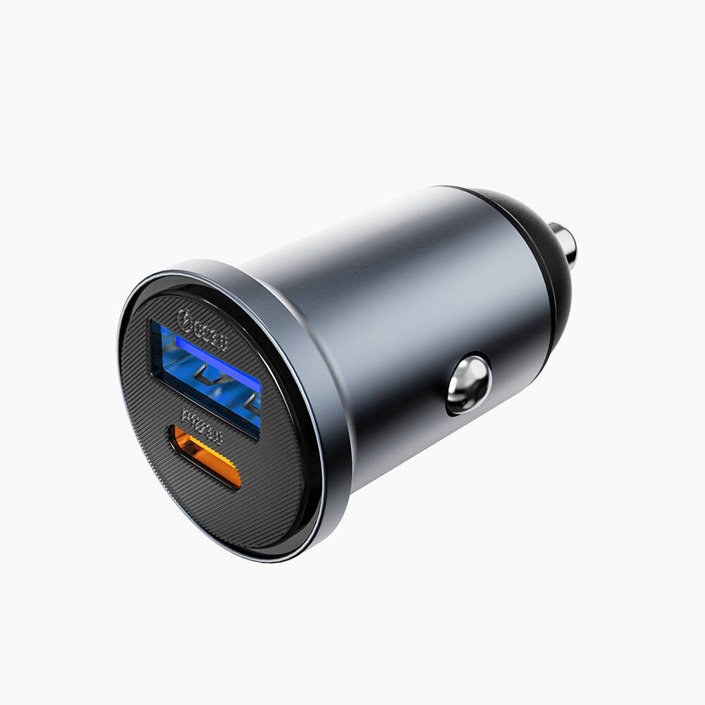 Wiwu Wi-CC030 Nano Lite Serisi Type-C + USB-A Hızlı Şarj Özellikli Akım Korumalı Araç Şarj Aleti PD ve QC3.0 35W - 8