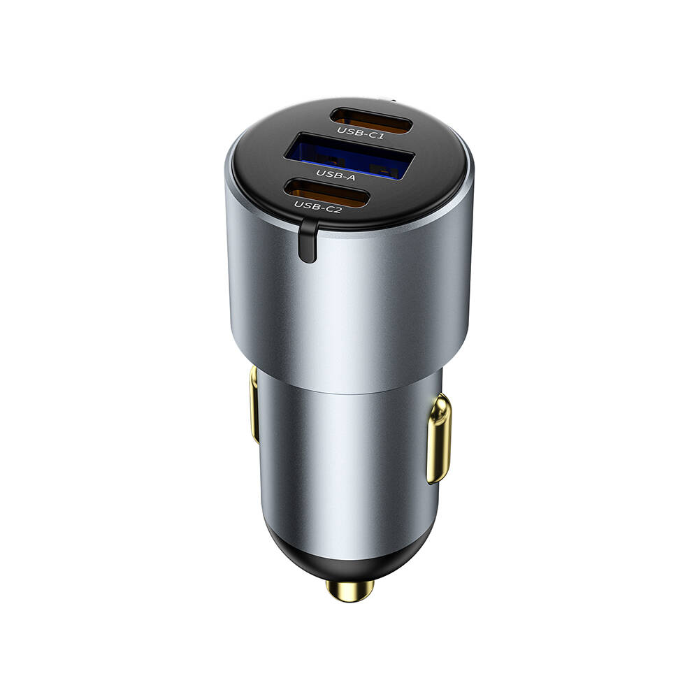 Wiwu Wi-CC032 Nano Pro Serisi Dual Type-C + USB-A Hızlı Şarj Özellikli Akım Korumalı Araç Şarj Aleti PD VE QC3.0 60W - 3
