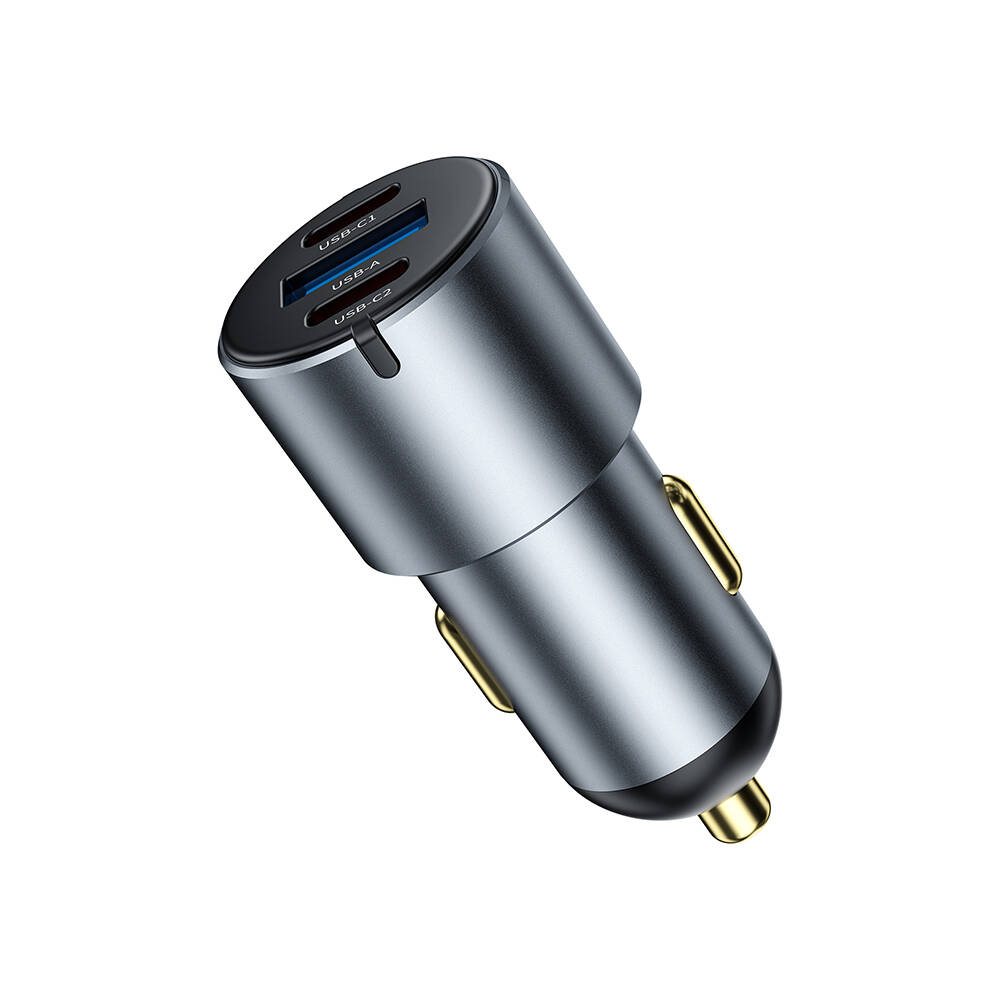 Wiwu Wi-CC032 Nano Pro Serisi Dual Type-C + USB-A Hızlı Şarj Özellikli Akım Korumalı Araç Şarj Aleti PD VE QC3.0 60W - 4