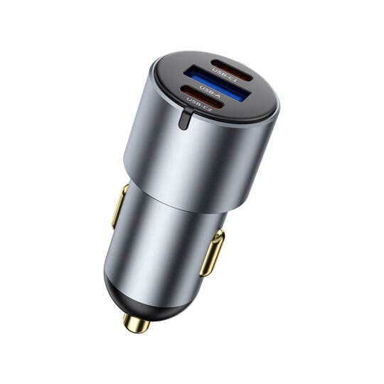 Wiwu Wi-CC032 Nano Pro Serisi Dual Type-C + USB-A Hızlı Şarj Özellikli Akım Korumalı Araç Şarj Aleti PD VE QC3.0 60W - 5
