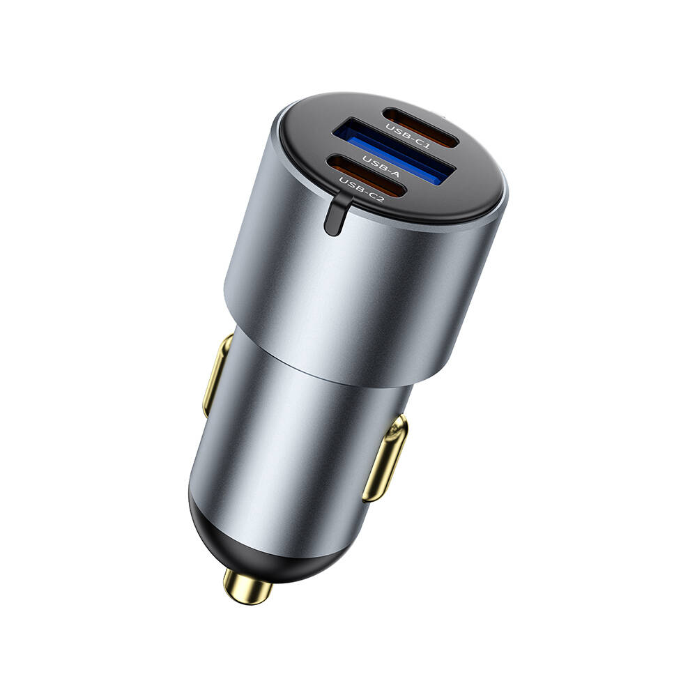 Wiwu Wi-CC032 Nano Pro Serisi Dual Type-C + USB-A Hızlı Şarj Özellikli Akım Korumalı Araç Şarj Aleti PD VE QC3.0 60W - 5