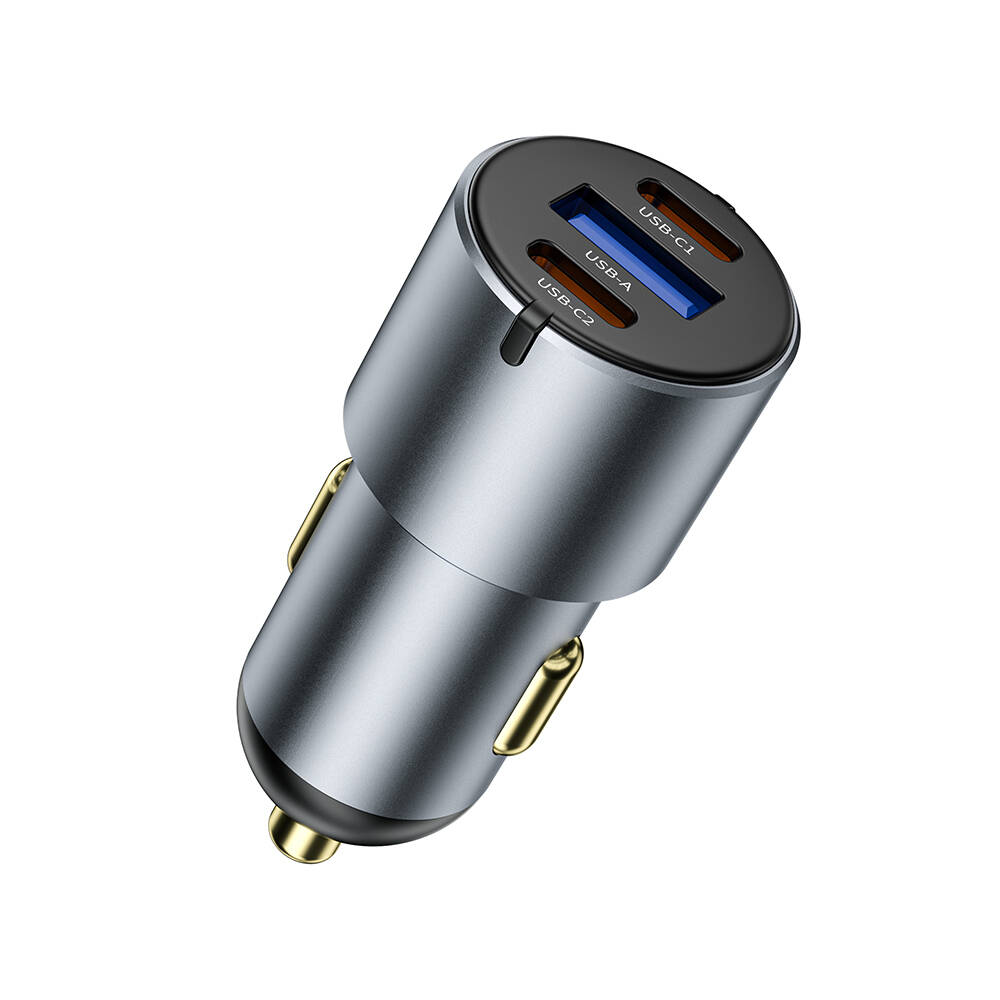 Wiwu Wi-CC032 Nano Pro Serisi Dual Type-C + USB-A Hızlı Şarj Özellikli Akım Korumalı Araç Şarj Aleti PD VE QC3.0 60W - 7