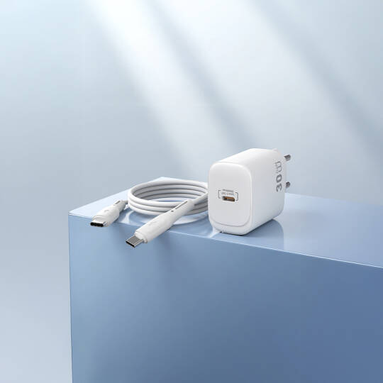 Wiwu Wi-G008 Essen Serisi GaN Tech PD Hızlı Şarj Başlığı Type-C to Type-C PD 30W Kablolu Şarj Seti - 10