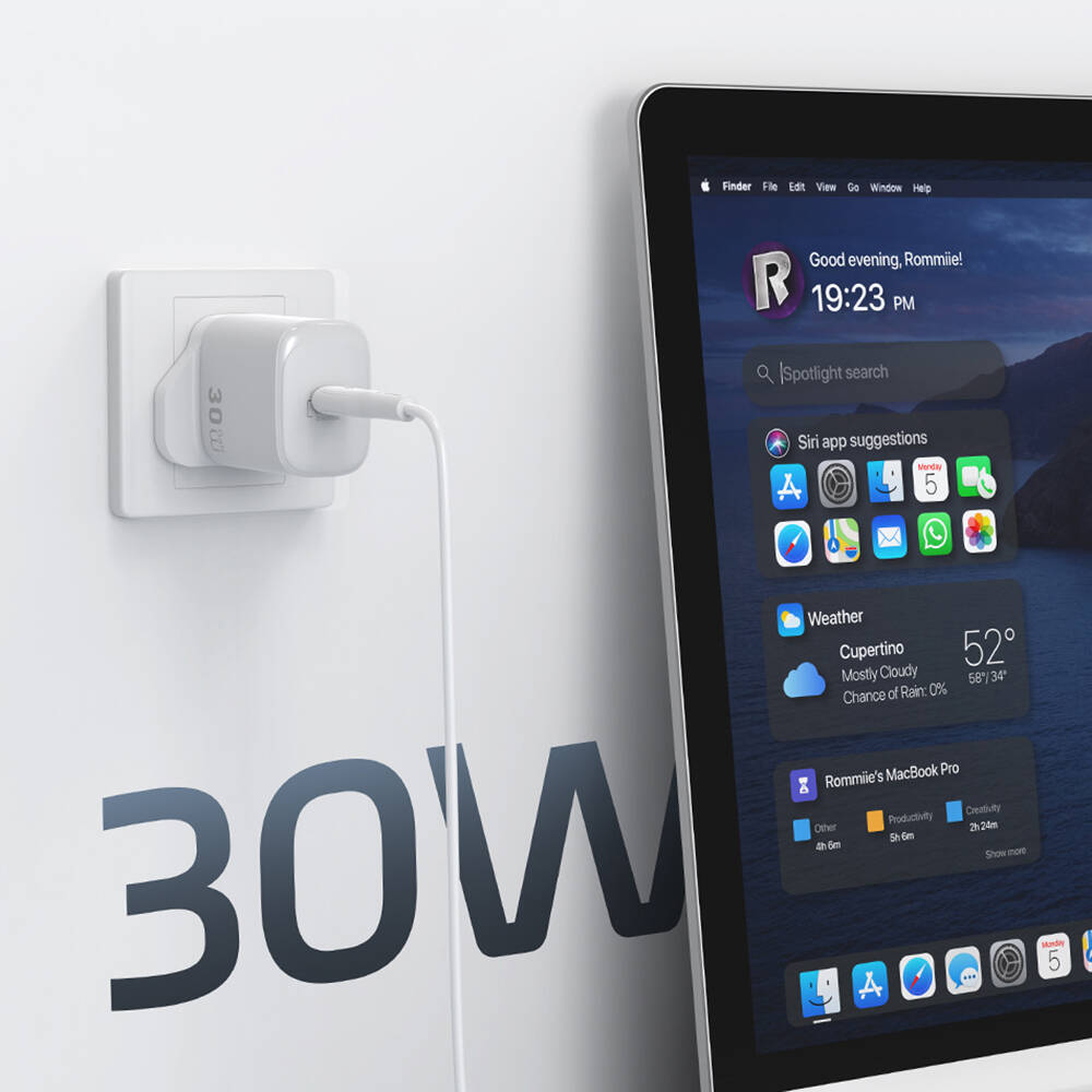Wiwu Wi-G008 Essen Serisi GaN Tech PD Hızlı Şarj Başlığı Type-C to Type-C PD 30W Kablolu Şarj Seti - 12