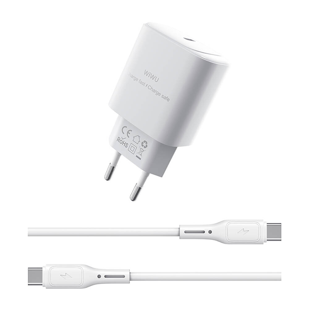Wiwu Wi-G008 Essen Serisi GaN Tech PD Hızlı Şarj Başlığı Type-C to Type-C PD 30W Kablolu Şarj Seti - 1