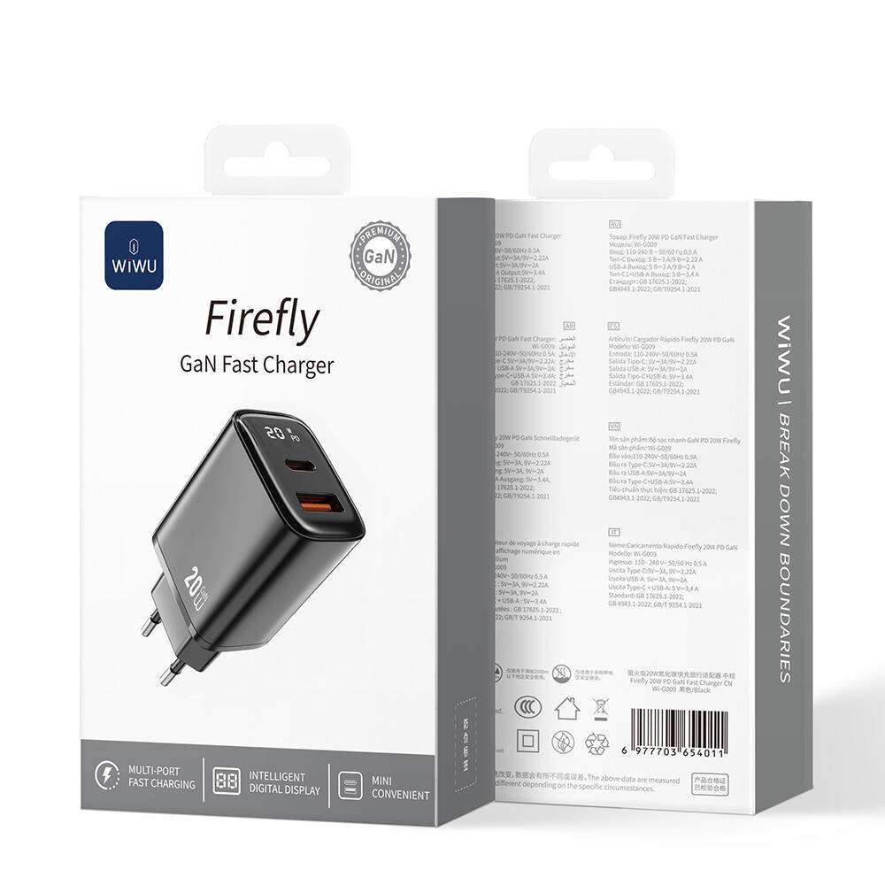 Wiwu Wi-G009 Firefly Serisi GaN Tech PD Hızlı Şarj Özellikli Şarj Başlığı 20W - 5
