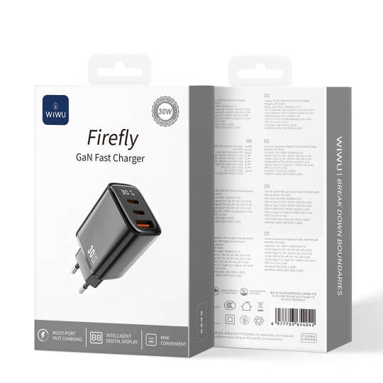 Wiwu Wi-G010 Firefly Serisi GaN Tech PD Hızlı Şarj Özellikli Şarj Başlığı 30W - 5