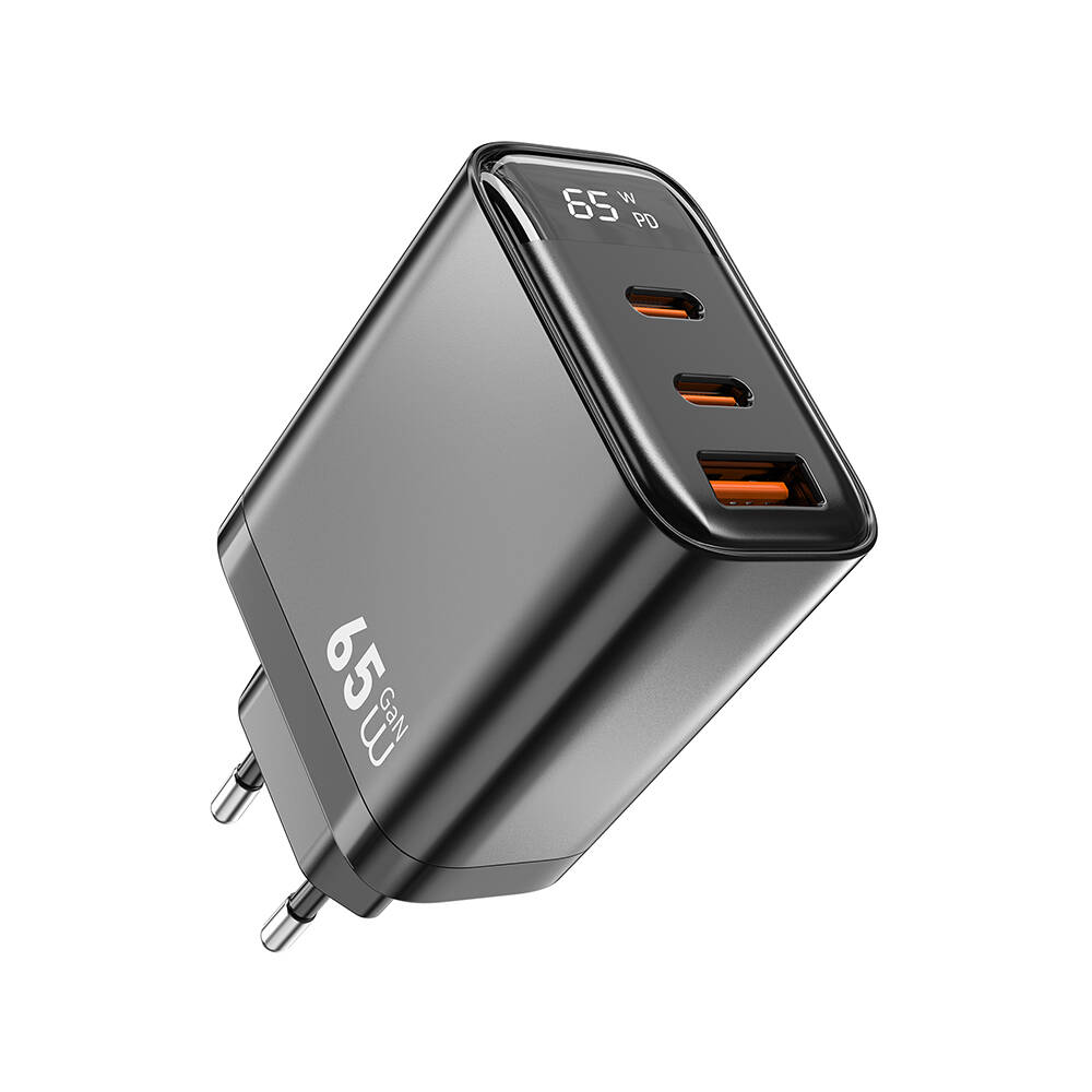 Wiwu Wi-G012 Firefly Serisi Dual Type-C PD & USB-A GaN Teknolojili Hızlı Şarj Başlığı 65W - 2