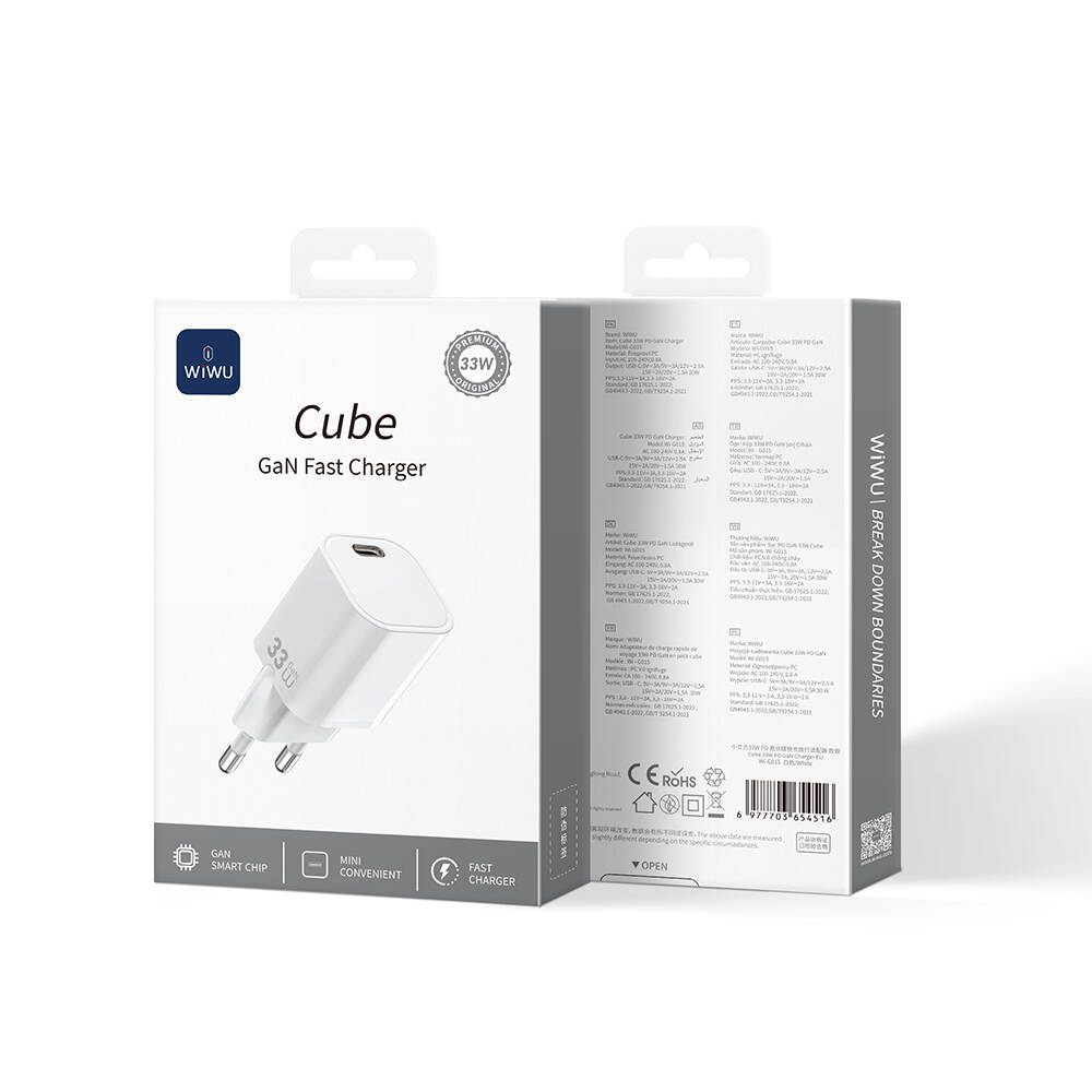 Wiwu Wi-G015 Cube Serisi GaN Tech PD Hızlı Şarj Özellikli Mini Şarj Başlığı 33W - 4