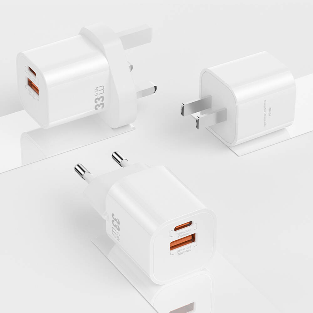 Wiwu Wi-G017 Cube Serisi Type-C PD & USB-A GaN Tech PD Hızlı Şarj Özellikli Mini Şarj Başlığı 33W - 8