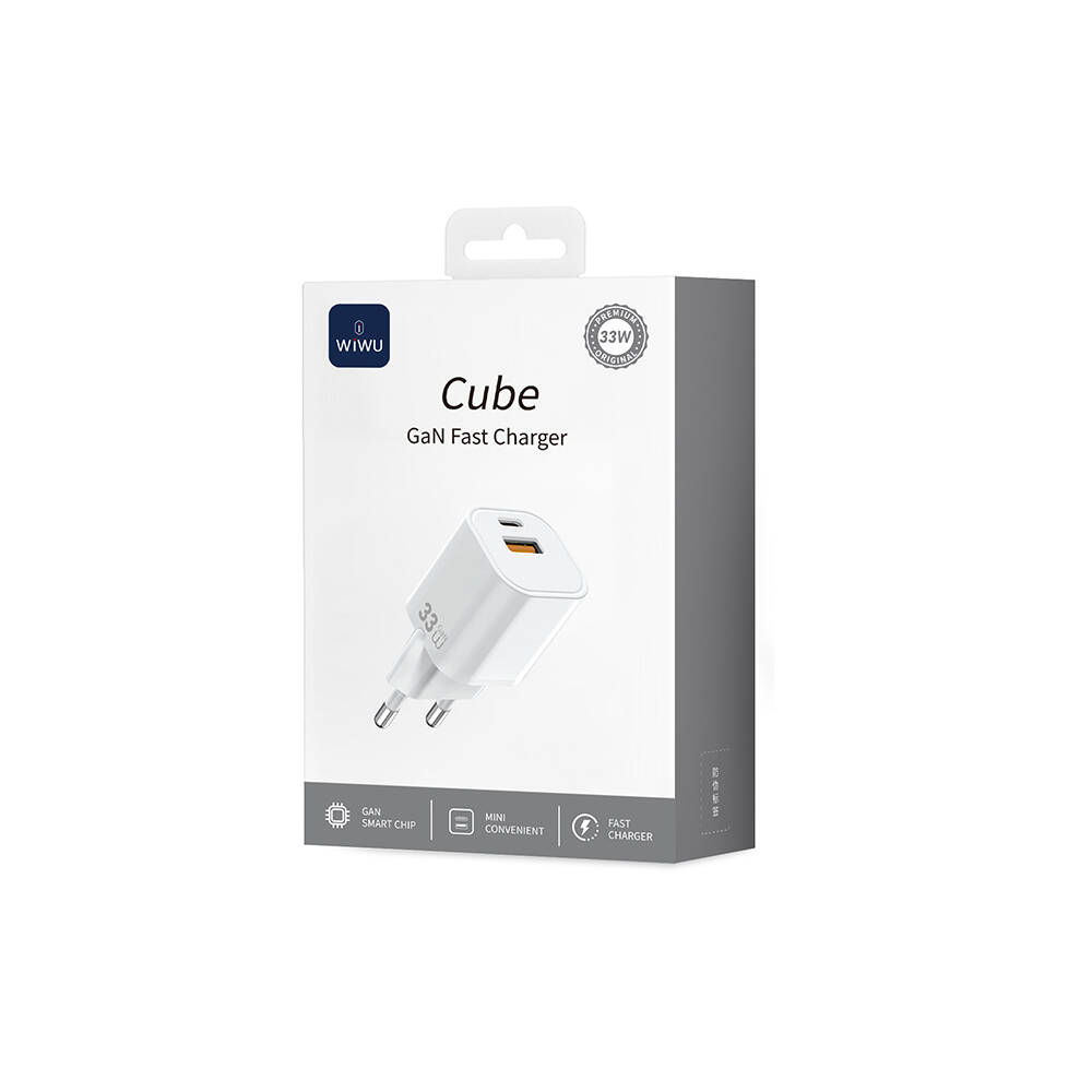 Wiwu Wi-G017 Cube Serisi Type-C PD & USB-A GaN Tech PD Hızlı Şarj Özellikli Mini Şarj Başlığı 33W - 10