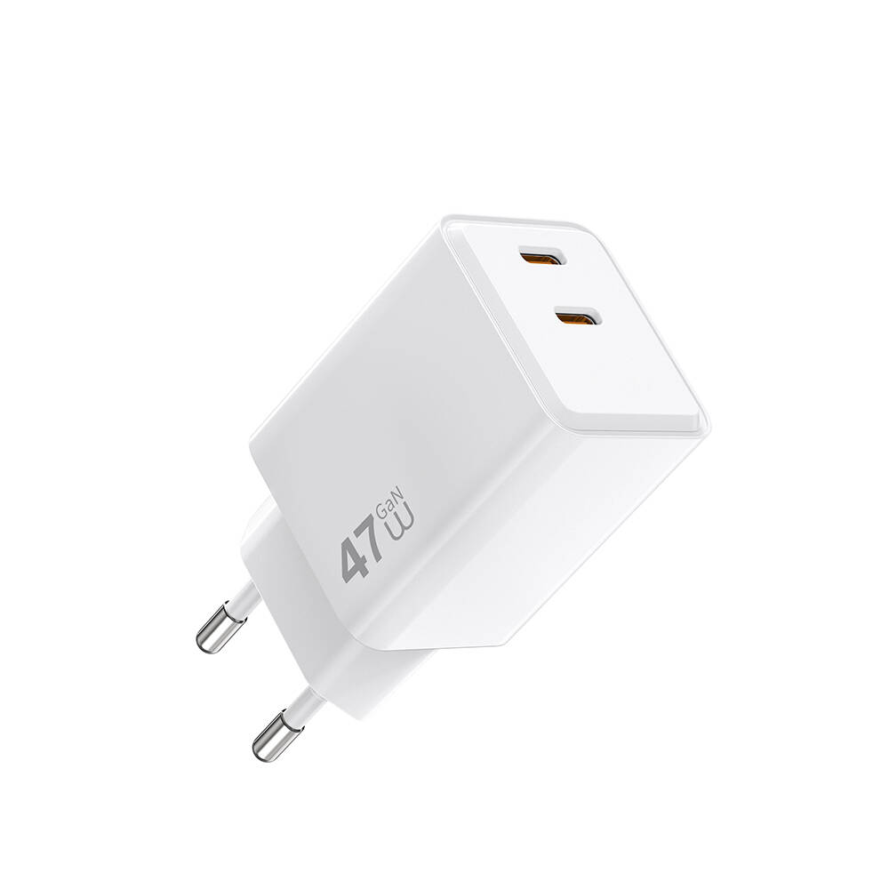 Wiwu Wi-G025 Cube Serisi Dual Type-C PD GaN Teknolojili Hızlı Şarj Başlığı 47W - 1