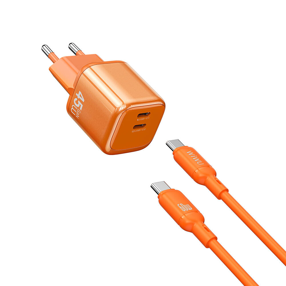 Wiwu Wi-G025 Cube Serisi Type-C to Type-C GaN Tech Hızlı Şarj Özellikli Kablolu Şarj Seti 45W - 1