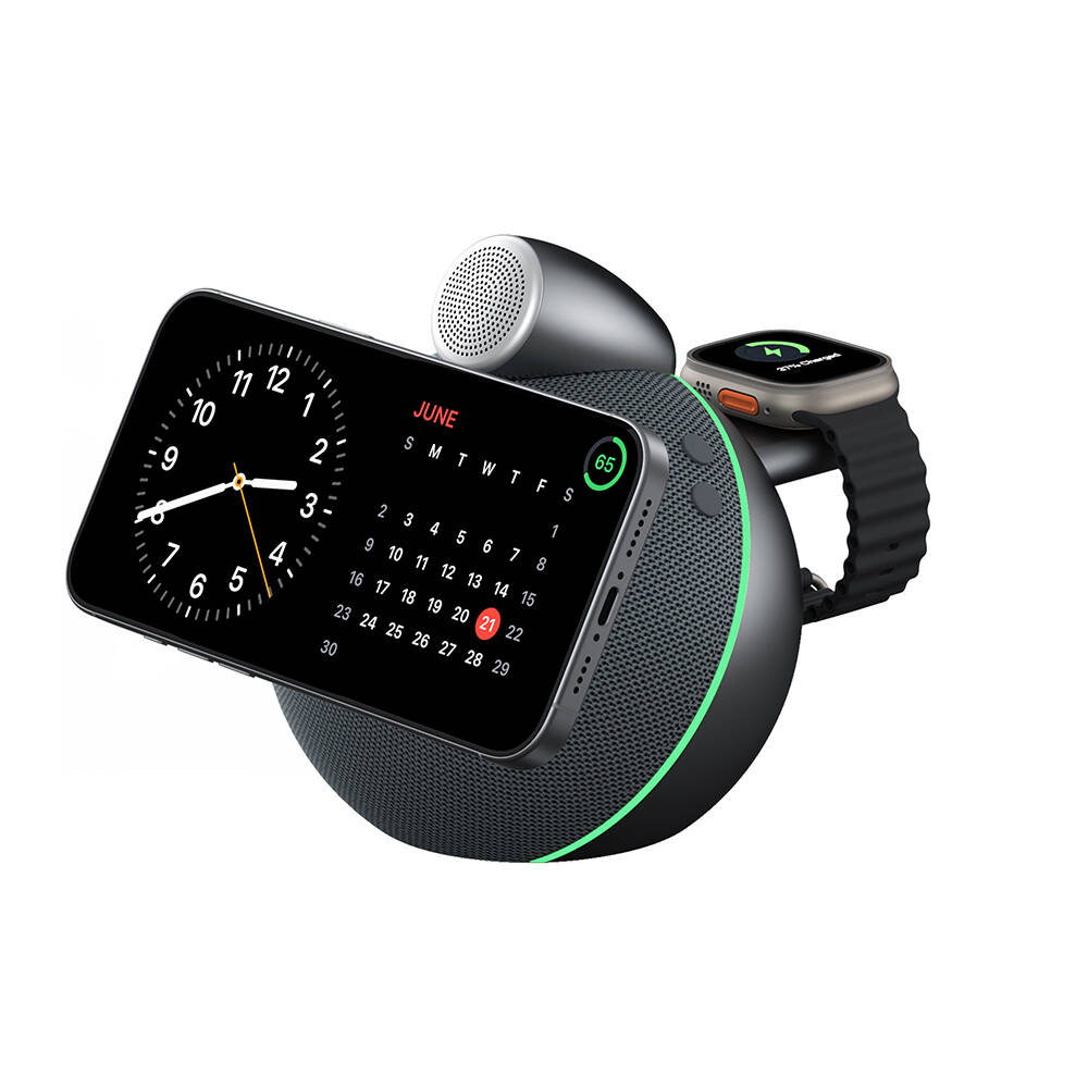 Wiwu Wi-G042 Qi2 Şarj Teknolojili Bluetooth Speaker Hoparlör Özellikli 25W Kablosuz Şarj Standı - 3