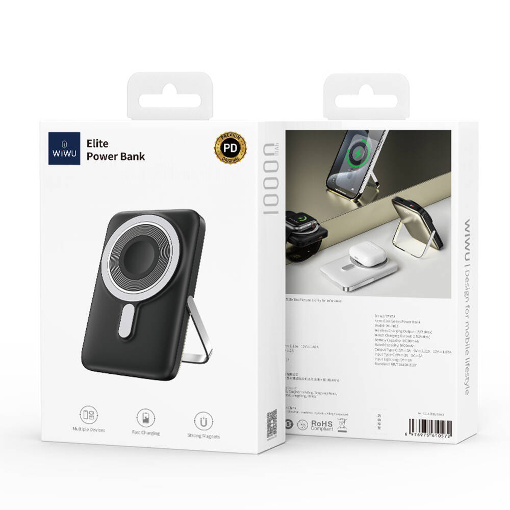 Wiwu Wi-P018 Elite Serisi Led Ekranlı M-safe Powerbank Wireless 15W 10000mAh - 12