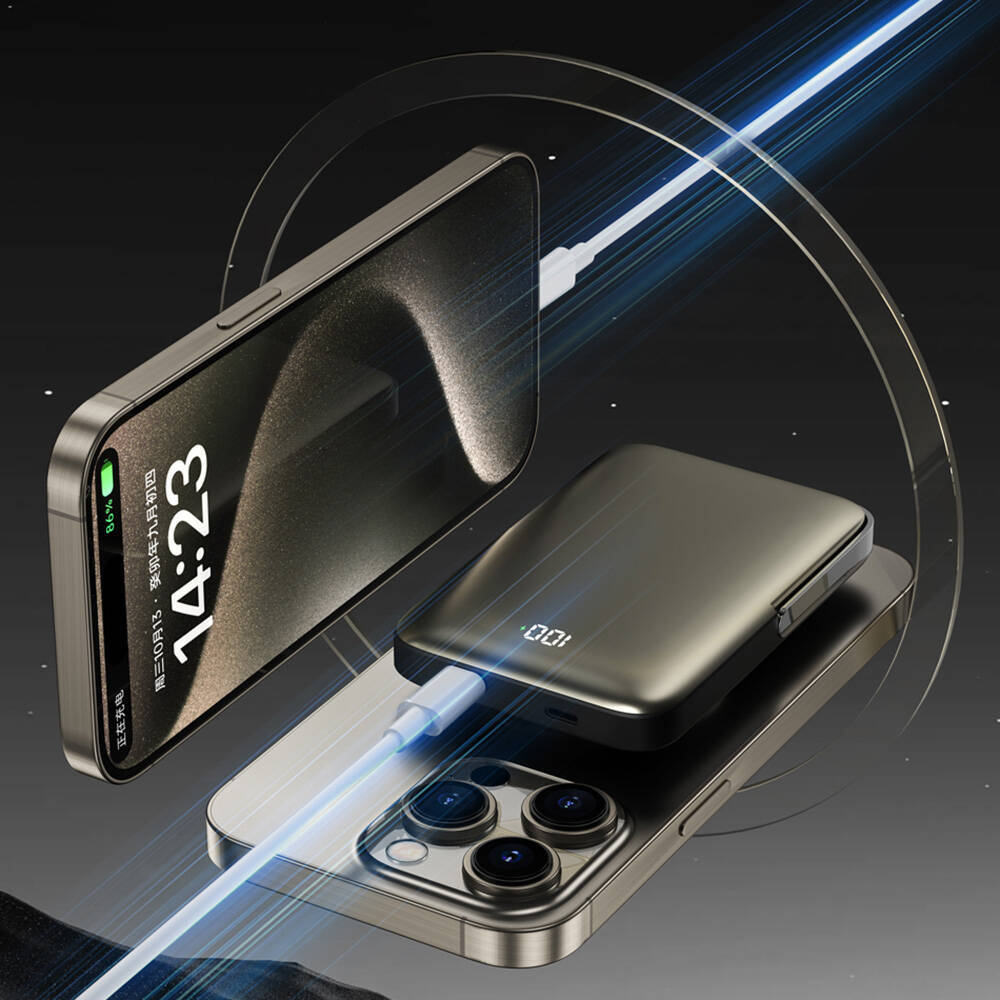 Wiwu Wi-P018 Elite Serisi Led Ekranlı M-safe Powerbank Wireless 15W 10000mAh - 16