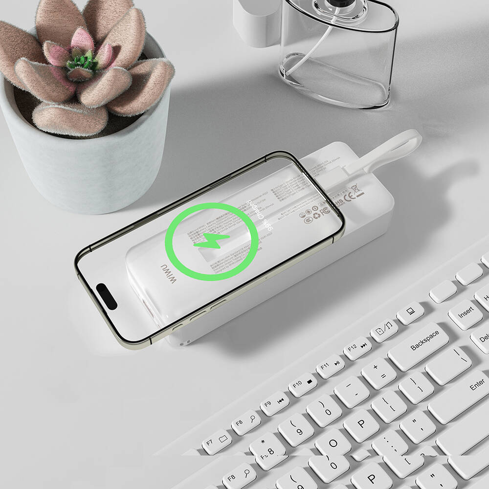 Wiwu Wi-P023 Elite Serisi Dijital LED Göstergeli Akıllı Saat Kablosuz Şarj Özellikli Taşınabilir Powerbank 20000mAh 145W - 6