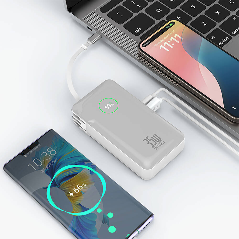 Wiwu Wi-P049 Noble Serisi Type-C Kablolu Dijital LED Göstergeli Powerbank PD 35W 10000mAh - 7