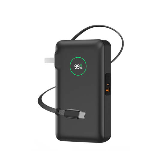 Wiwu Wi-P049 Noble Serisi Type-C Kablolu Dijital LED Göstergeli Powerbank PD 35W 10000mAh Siyah
