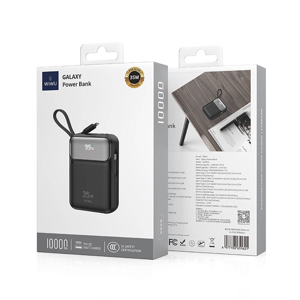 Wiwu Wi-P052 Galaxy Serisi Type-C Lightning Çıkışlı Taşınabilir Powerbank PD 35W 10000mAh - 9