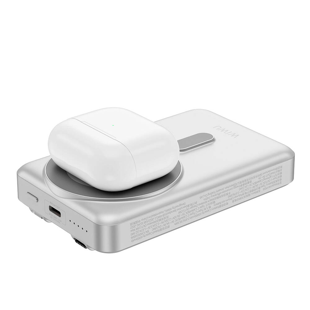 Wiwu Wi-P056 Taşınabilir Wireless Şarj ve PD Hızlı Şarj Özellikli Powerbank 15W 10000mAh - 4
