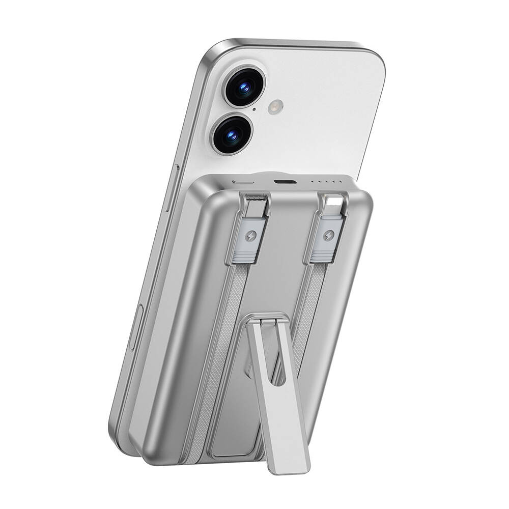 Wiwu Wi-P056 Taşınabilir Wireless Şarj ve PD Hızlı Şarj Özellikli Powerbank 15W 10000mAh - 1