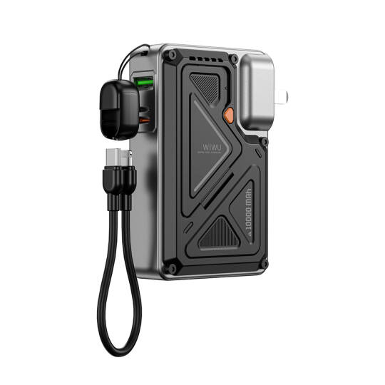 Wiwu Wi-P057 Knight Serisi Taşınabilir Wireless Type-C ve Lightning Kablolu Standlı PD Powerbank 35W 10000mAh - 3
