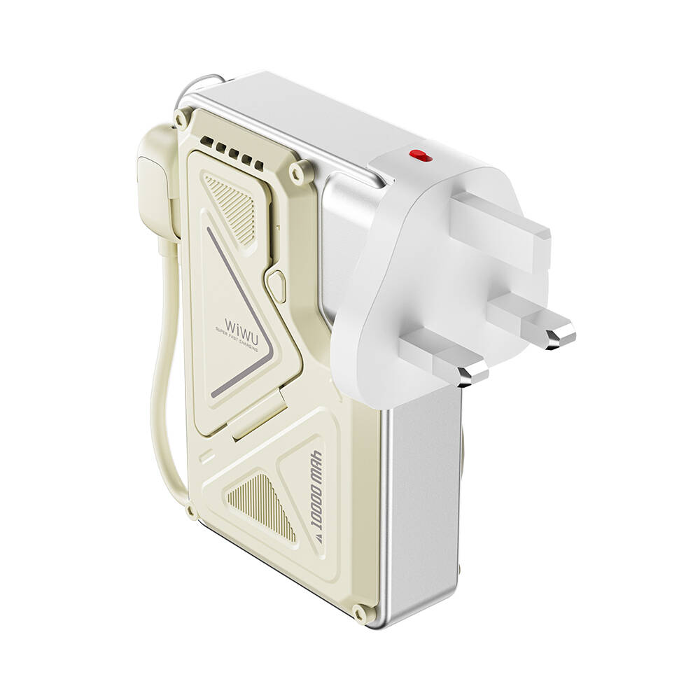 Wiwu Wi-P057 Knight Serisi Taşınabilir Wireless Type-C ve Lightning Kablolu Standlı PD Powerbank 35W 10000mAh - 4