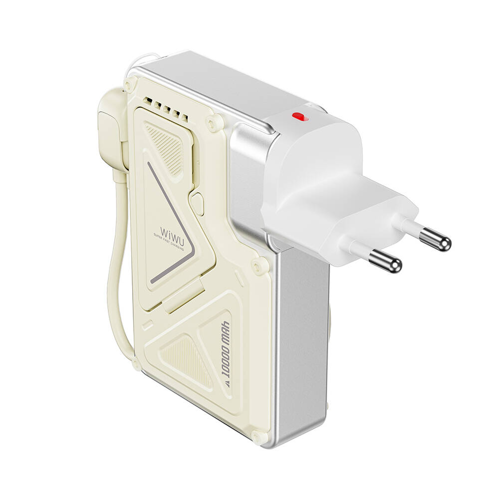 Wiwu Wi-P057 Knight Serisi Taşınabilir Wireless Type-C ve Lightning Kablolu Standlı PD Powerbank 35W 10000mAh - 5