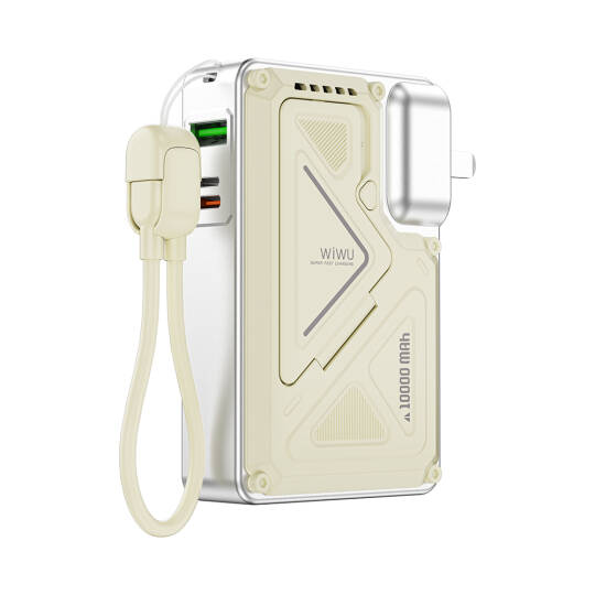 Wiwu Wi-P057 Knight Serisi Taşınabilir Wireless Type-C ve Lightning Kablolu Standlı PD Powerbank 35W 10000mAh - 7