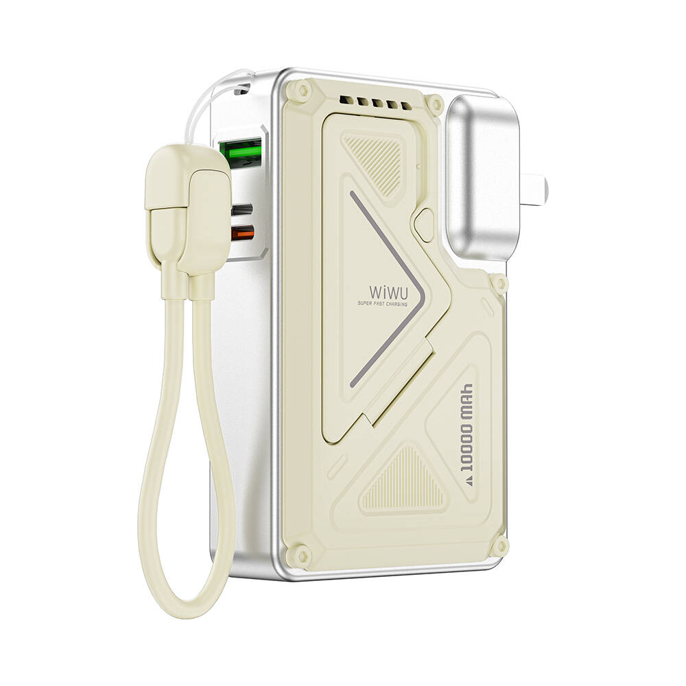 Wiwu Wi-P057 Knight Serisi Taşınabilir Wireless Type-C ve Lightning Kablolu Standlı PD Powerbank 35W 10000mAh - 7