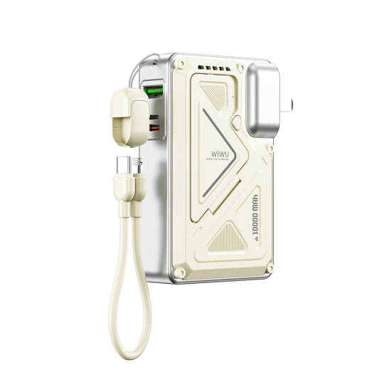 Wiwu Wi-P057 Knight Serisi Taşınabilir Wireless Type-C ve Lightning Kablolu Standlı PD Powerbank 35W 10000mAh