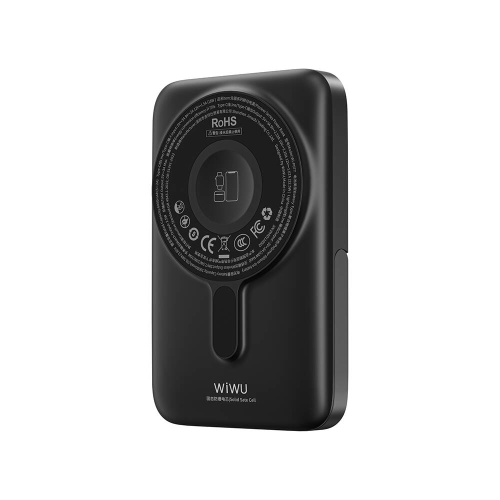 Wiwu Wi-P077 Pionner Serisi Taşınabilir Wireless Şarj ve PD 20W Hızlı Şarj Özellikli Standlı Powerbank 15W 10000mAh - 5