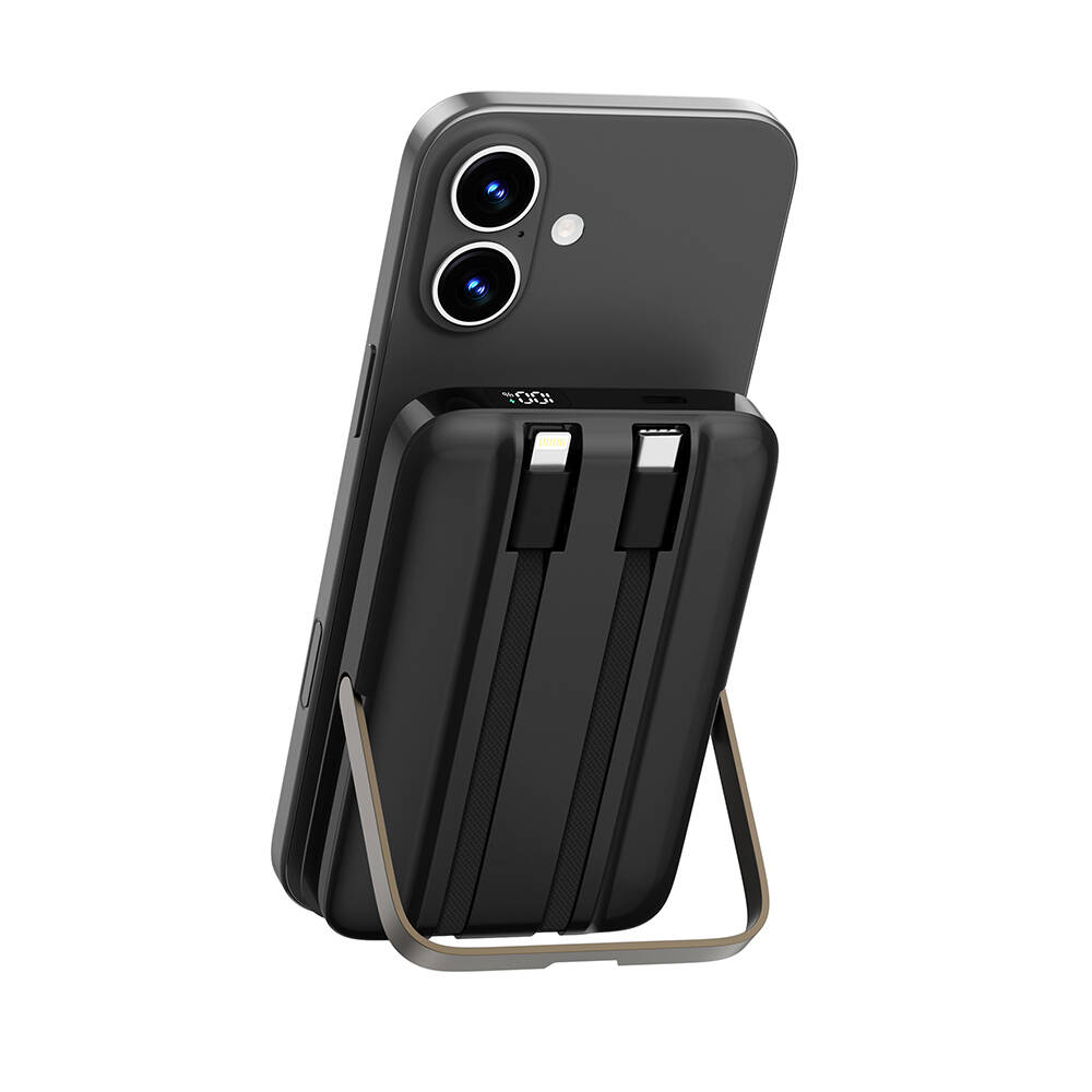 Wiwu Wi-P077 Pionner Serisi Taşınabilir Wireless Şarj ve PD 20W Hızlı Şarj Özellikli Standlı Powerbank 15W 10000mAh - 8