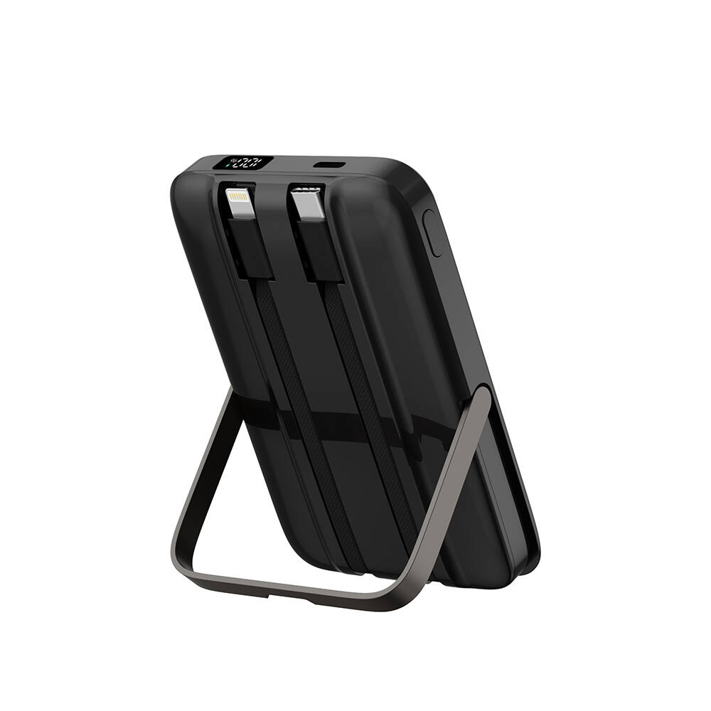 Wiwu Wi-P077 Pionner Serisi Taşınabilir Wireless Şarj ve PD 20W Hızlı Şarj Özellikli Standlı Powerbank 15W 10000mAh - 10